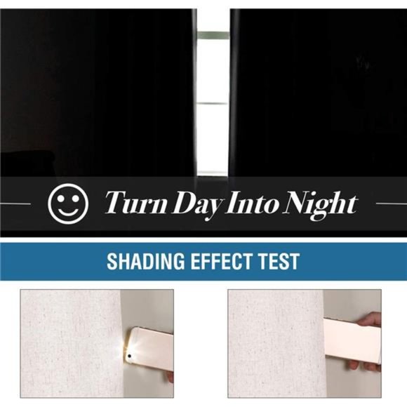 Linen Blackout Curtains 84 Inches Anti-Rust Grommet, 2 Panels, Ivory - Picture 2 of 6